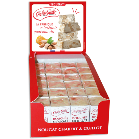 Nougat cubes in a sales display