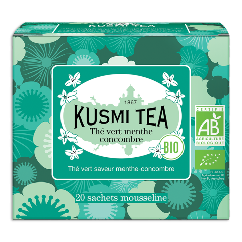 Kusmi organic green tea with mint and cucumber metal tin