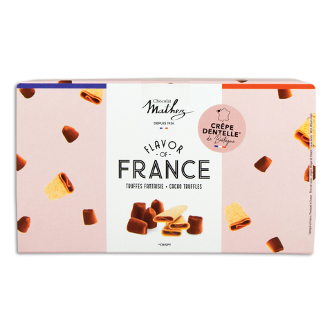 Mathez chocolate truffles Flavor of France with Crêpes Dentelles