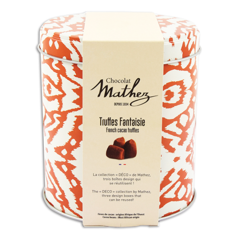 Mathez chocolate truffles in a reusable metal tin Waka