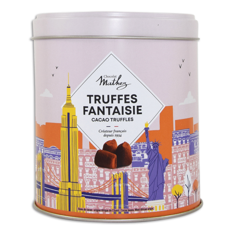 Mathez cocoa truffles in a metal tin New-York