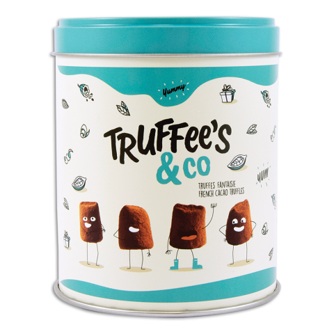 MathezSchokoladentrüffeln Snacking Truffee's & co in einer blauen Metalldose