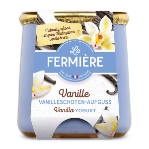Vanilla yoghurt in earthenware pot